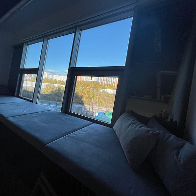 Серый матрас на подоконник, любой размер, толщина, ткань на заказ от фабрики Gliver. Отзыв клиента на матрасик и подушки фабрики Гливер. 5 звезд. 